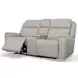 Barnett Cream Leather Power Reclining Console Loveseat With Power Headrest And Lumbar