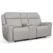 Barnett Cream Leather Power Reclining Console Loveseat With Power Headrest And Lumbar