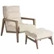 Sunset Key Cream and Beige Upholstered Rectangular Hayley Ottoman