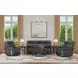 Alexander Weathered Stone Gray Leather Zero Gravity Triple Power Recliner with USB Charging and Nailhead Trim