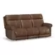 Alexander Weathered Khaki Brown Leather Zero Gravity Triple Power Reclining Living Room Set