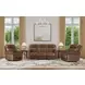 Alexander Weathered Khaki Brown Leather Zero Gravity Triple Power Reclining Living Room Set