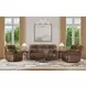 Alexander Weathered Khaki Brown Leather Zero Gravity Triple Power Reclining Living Room Set