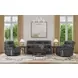Alexander Weathered Stone Gray Leather Zero Gravity Triple Power Reclining Living Room Set