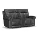 Alexander Weathered Stone Gray Leather 76" Zero Gravity Triple Power Reclining Loveseat with USB Charging and Nailhead Trim