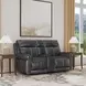 Alexander Weathered Stone Gray Leather 76" Zero Gravity Triple Power Reclining Loveseat with USB Charging and Nailhead Trim