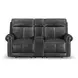 Alexander Weathered Stone Gray Leather 76" Zero Gravity Triple Power Reclining Loveseat with USB Charging and Nailhead Trim