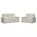 Ava Cream Performance Fabric Triple Power Reclining Living Room Set