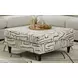 Durango Pewter Gray and White Performance Fabric Upholstered 38" Square Cocktail Ottoman