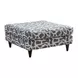 Scarborough Steel Gray and White Upholstered Square Cocktail Ottoman