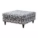 Scarborough Steel Gray and White Upholstered Square Cocktail Ottoman