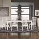 Meadowbrook Soft White Wash and Wirebrushed Gray Upholstered 7 Piece Extendable Rectangular Dining Set