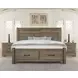 Cool Rustic Stone Gray Plank Storage Panel Bedroom Set