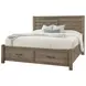 Cool Rustic Stone Gray Plank Storage Panel Bedroom Set