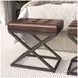 Global Archive Dark Sienna Leather Ottoman