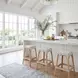 Tobias White And Sky Blue Dot Rattan Bar Stool