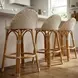 Tobias Beige and White Low Back Rattan Stool