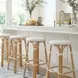 Tobias Glossy White Rattan Round Bar Stool