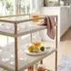 Tobias Beige and White 3 Tier Rattan Bar Cart