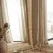 Flora Light Brown Scalloped Rattan Floor Mirror