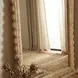 Flora Light Brown Scalloped Rattan Floor Mirror