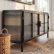 Hoxton Black Metal Ribbed Glass TV Stand