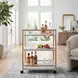 Tobias White and Sky Blue Dot Outdoor Bar Cart