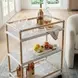 Tobias White and Sky Blue Dot Outdoor Bar Cart