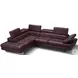 A761 Maroon Italian Leather Chaise LAF Sectional