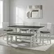 Bayview Textured White and Carbon Gray Upholstered 6 Piece Extendable Gathering Set