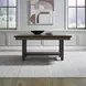 Bayview Sandstone and Gray Upholstered Extendable Trestle Base Dining Table