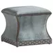 Merino Carlyle Green Upholstered Square Ottoman with Nailhead Trim