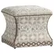 Merino Carlyle Beige Upholstered Square Ottoman with Nailhead Trim