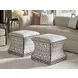 Merino Carlyle Beige Upholstered Square Ottoman with Nailhead Trim