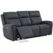 Warren Gray Leather Zero Gravity Power Reclining Living Room Set