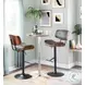 Lombardi Walnut And Gray Adjustable Bar Stool