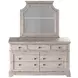 Providence Antique White 7 Drawer Dresser and Arched Mirror