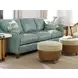 Twin Palms Koko Green Leather 85" Sofa with Nailhead Trim