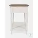 Grafton Farms Brushed White And Brown Chairside Table