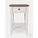Grafton Farms Brushed White And Brown Chairside Table