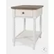Grafton Farms Brushed White And Brown Chairside Table
