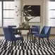 Space Savers Satin Walnut and Denim Blue Upholstered 5 Piece Extendable Drop Leaf Dining Set