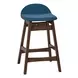 Space Savers Satin Walnut and Denim Blue Upholstered 5 Piece Gathering Dining Set
