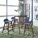 Space Savers Satin Walnut and Denim Blue Upholstered 5 Piece Gathering Dining Set
