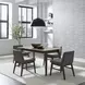 Space Savers Satin Walnut and Gray Upholstered 5 Piece Extendable Leg Base Dining Set