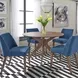 Space Savers Satin Walnut and Denim Blue Upholstered 5 Piece Pedestal Base Dining Set