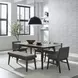 Space Savers Satin Walnut and Gray Upholstered 6 Piece Extendable Leg Dining Set