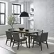 Space Savers Satin Walnut and Gray Upholstered 7 Piece Extendable Leg Dining Set