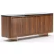 Altura Smoked Walnut and Champagne Gold 4 Door Glass Top Sideboard