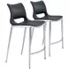 Ace Black And Brushed Stainless Steel Counter Chair Set Of 2